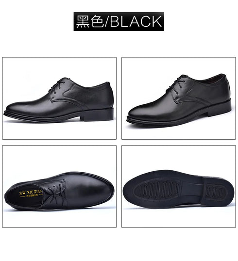 Elegant Men's Black Leather Oxfords for Formal Occasions - Perfect Wedding, Party, Office, and Business Shoes for Men